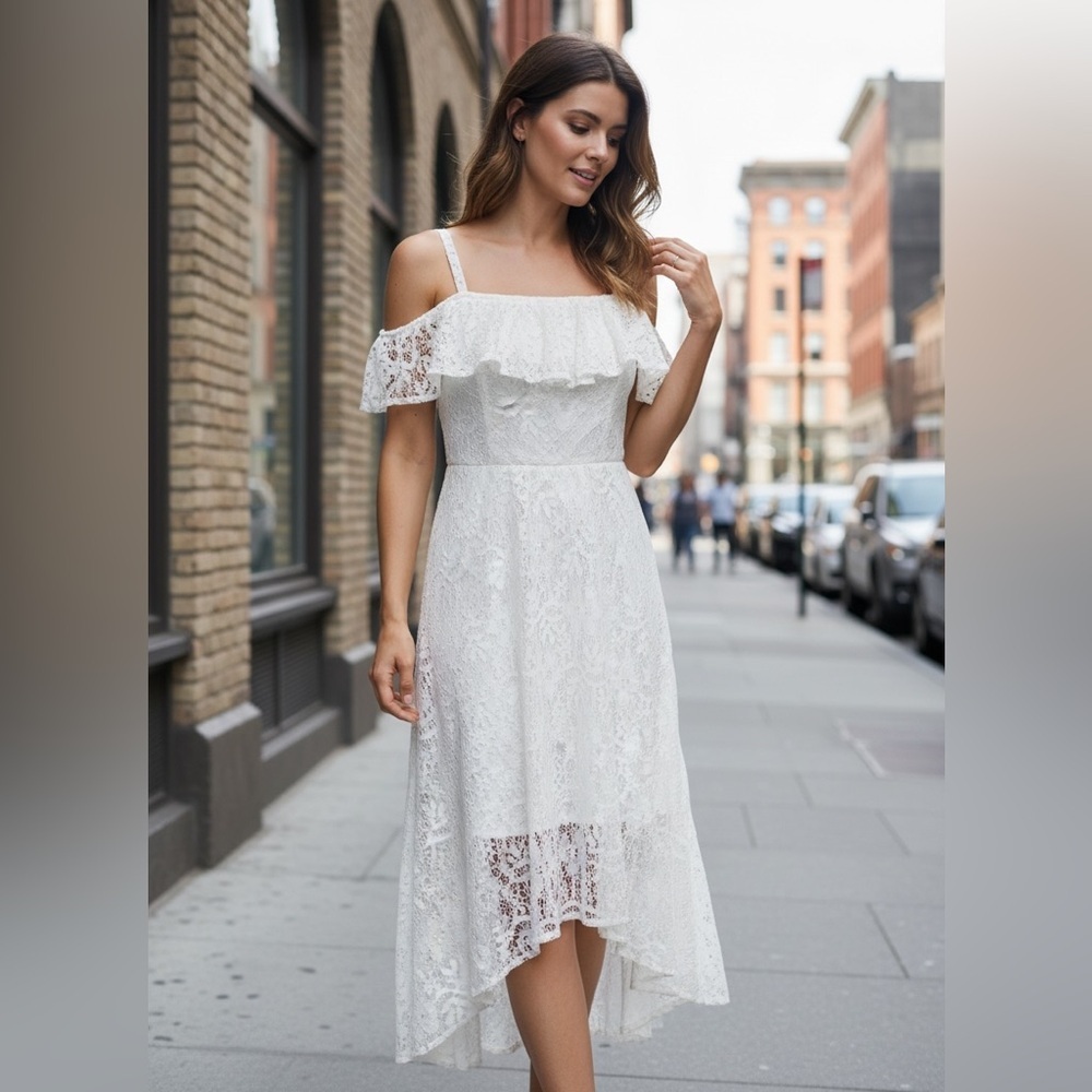 My Michelle Cream Lace Dress Size 16 NWT